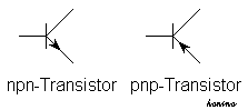 Schaltzeichen von pnp- und npn Transistoren